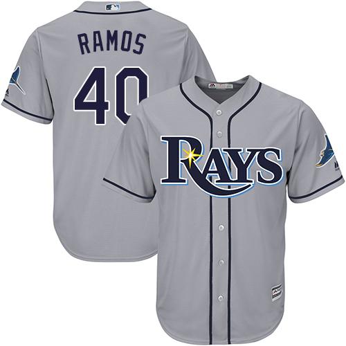 Rays #40 Wilson Ramos Grey Cool Base Stitched Youth MLB Jersey - Click Image to Close